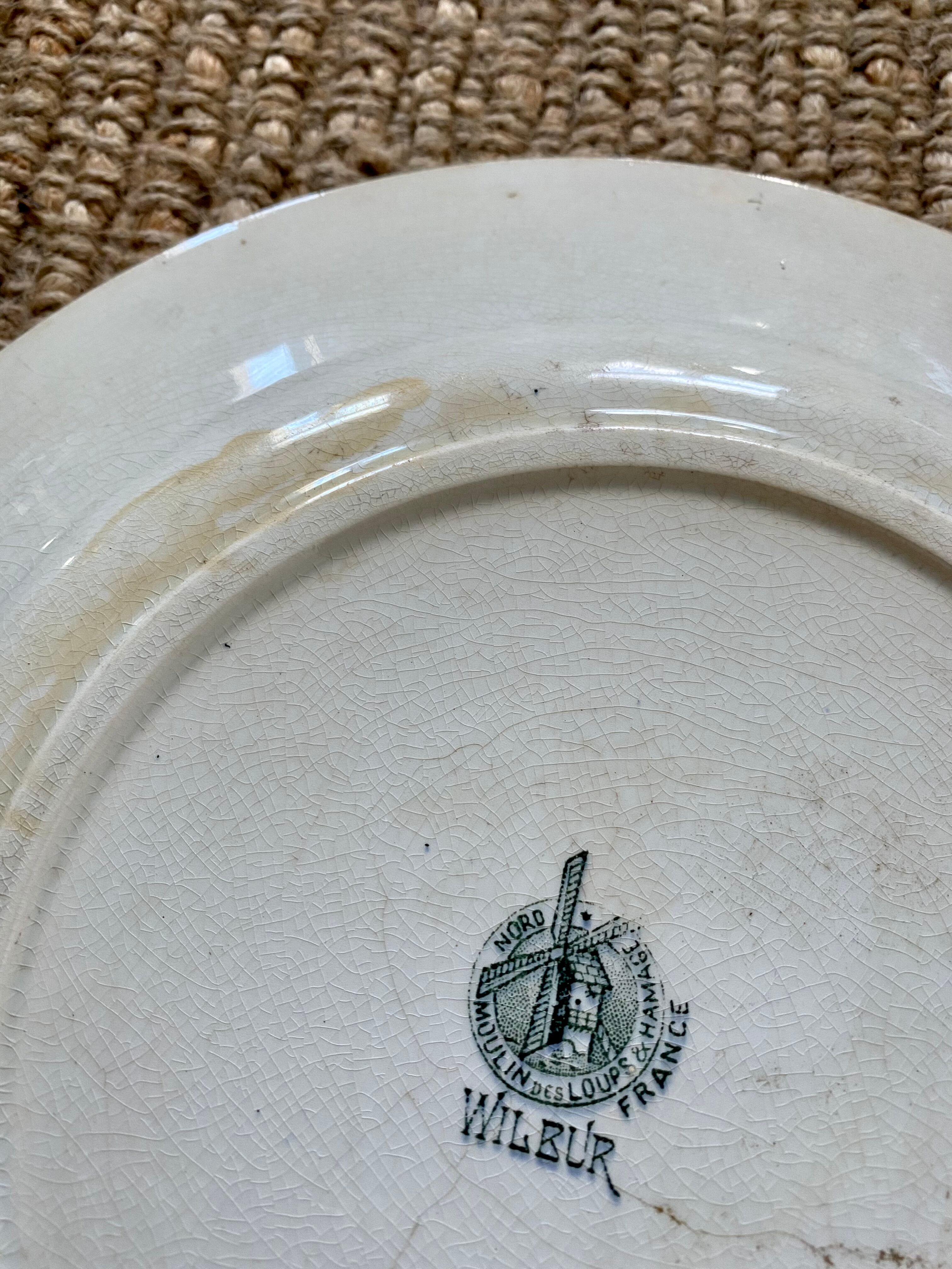 Old earthenware dish Moulin des loups and Hamage