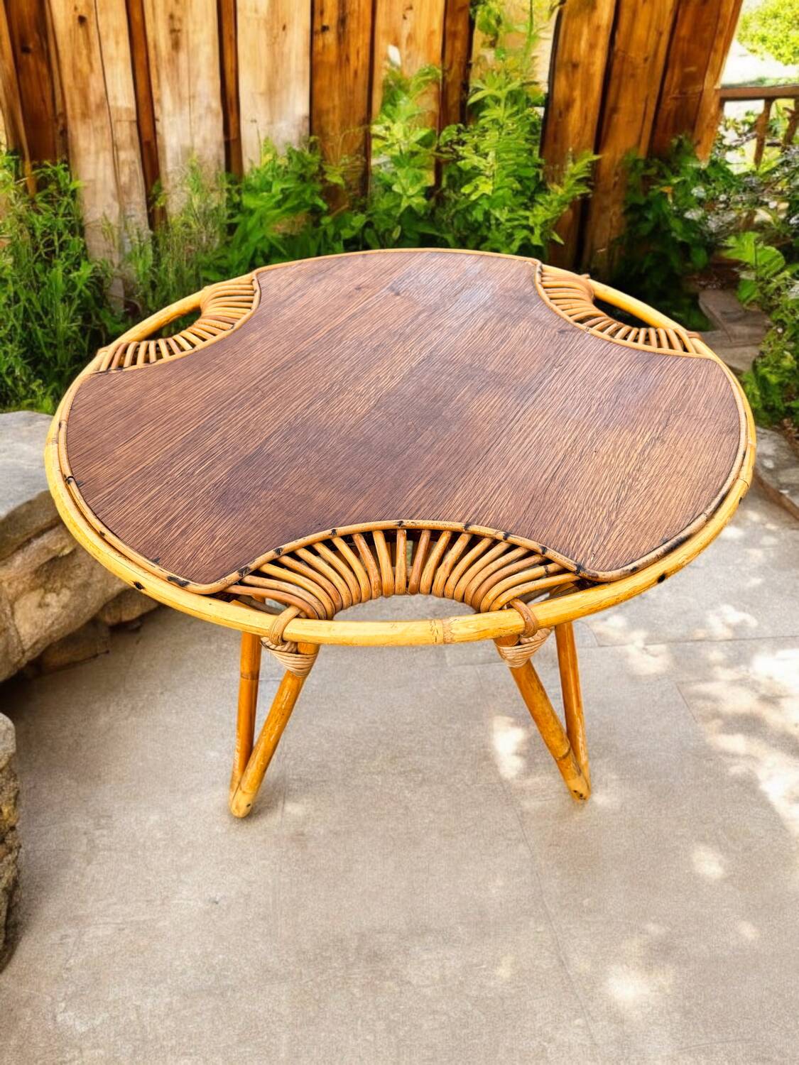Janine Abraham Rattan Tripod Coffee Table