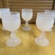 Set of 5 Frosted Pink Wine Glasses Made in Italy Vintage #E170