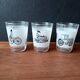 6 vintage water glasses, means of transport, France