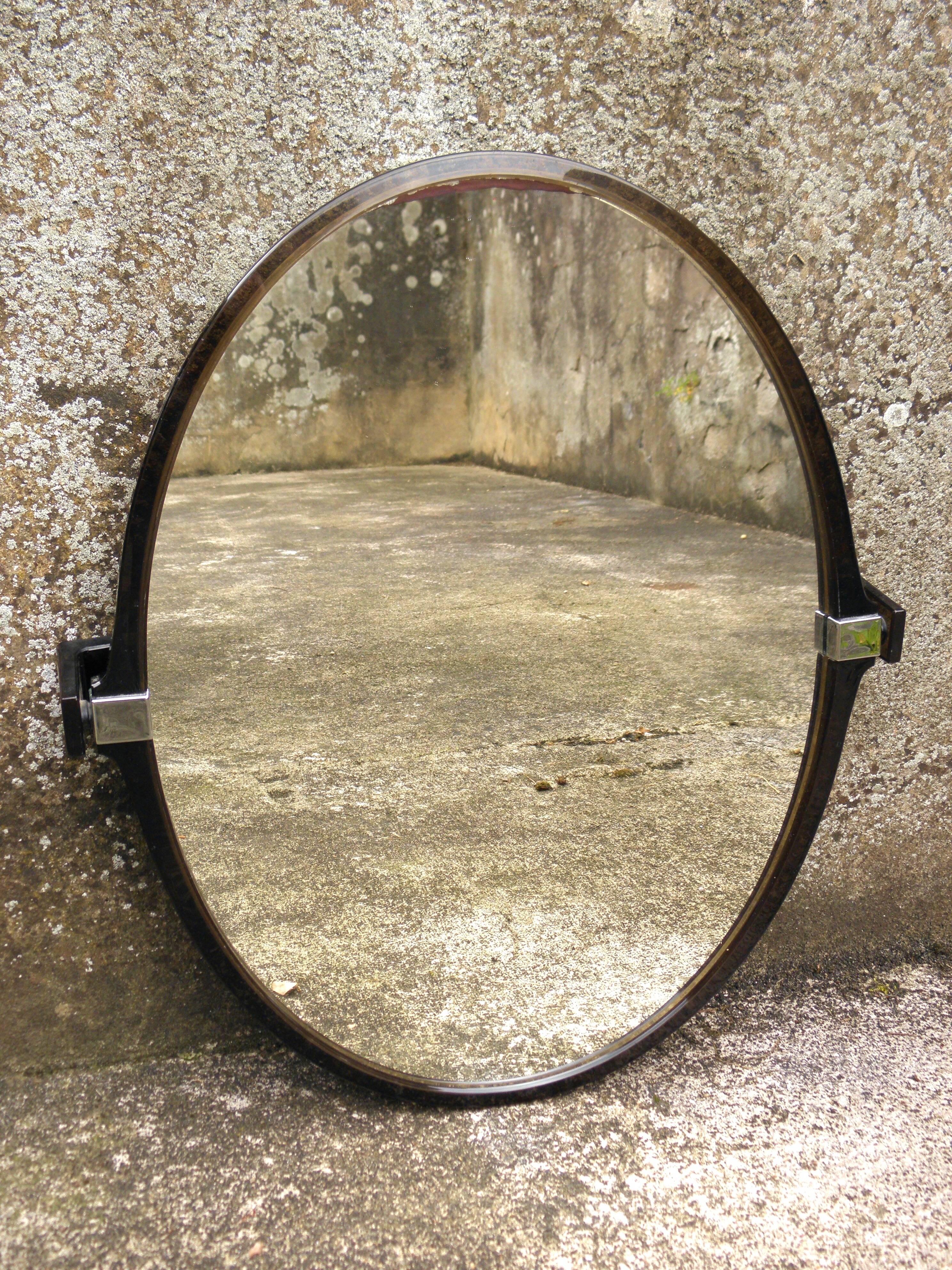 Pair of oval swivel plexi and chrome mirrors 1970