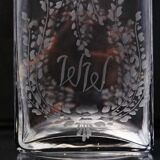 Acid Echted Decantor Whiskey or Brandy Rectangular Decanter Monogram WW Dime