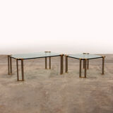 Table basse avec table d’appoint en verre 1970