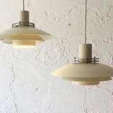Danish pendant light in beige metal and chrome metal, 1970