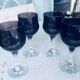 4 Verres à pieds vintage en verre soufflé noir
