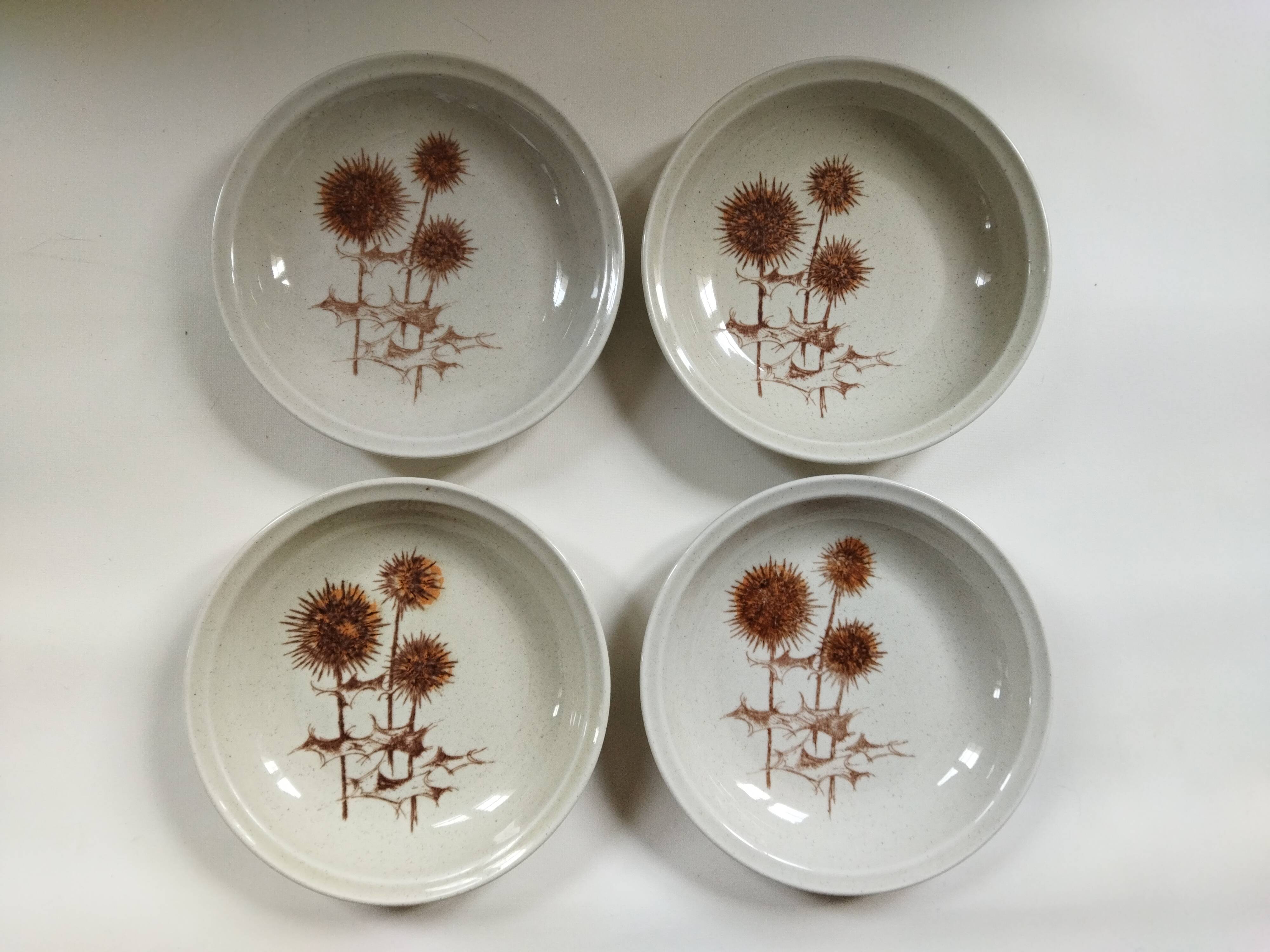 4 assiettes creuses Sarreguemines "Chardons"