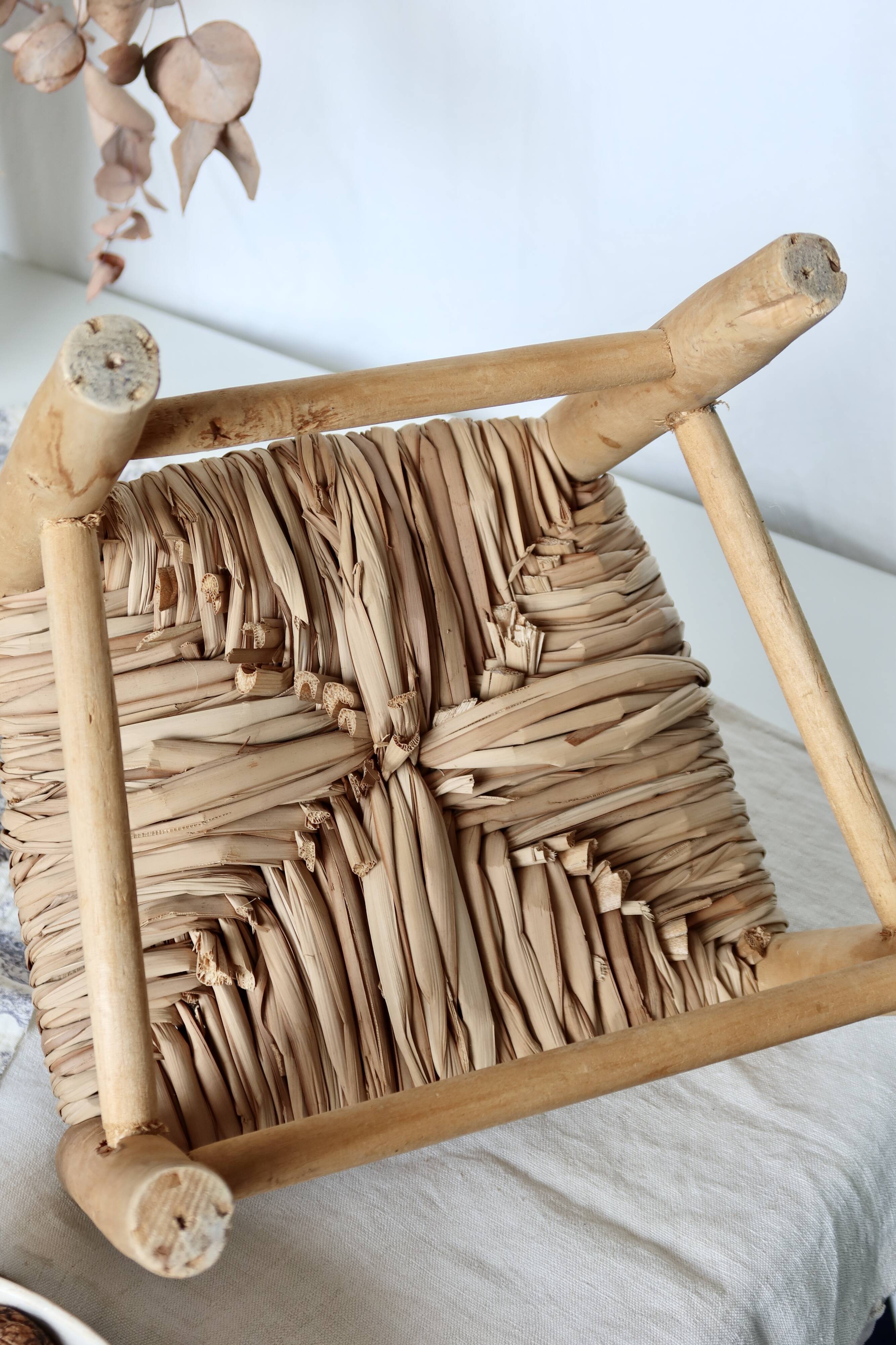 Vintage wooden straw children's chair