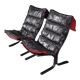 Vintage Siesta armchair and ottoman in black leather with red backrest by Ingmar Relling