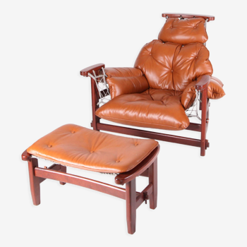Leather armchair and rope vintage spirit and ottoman sound