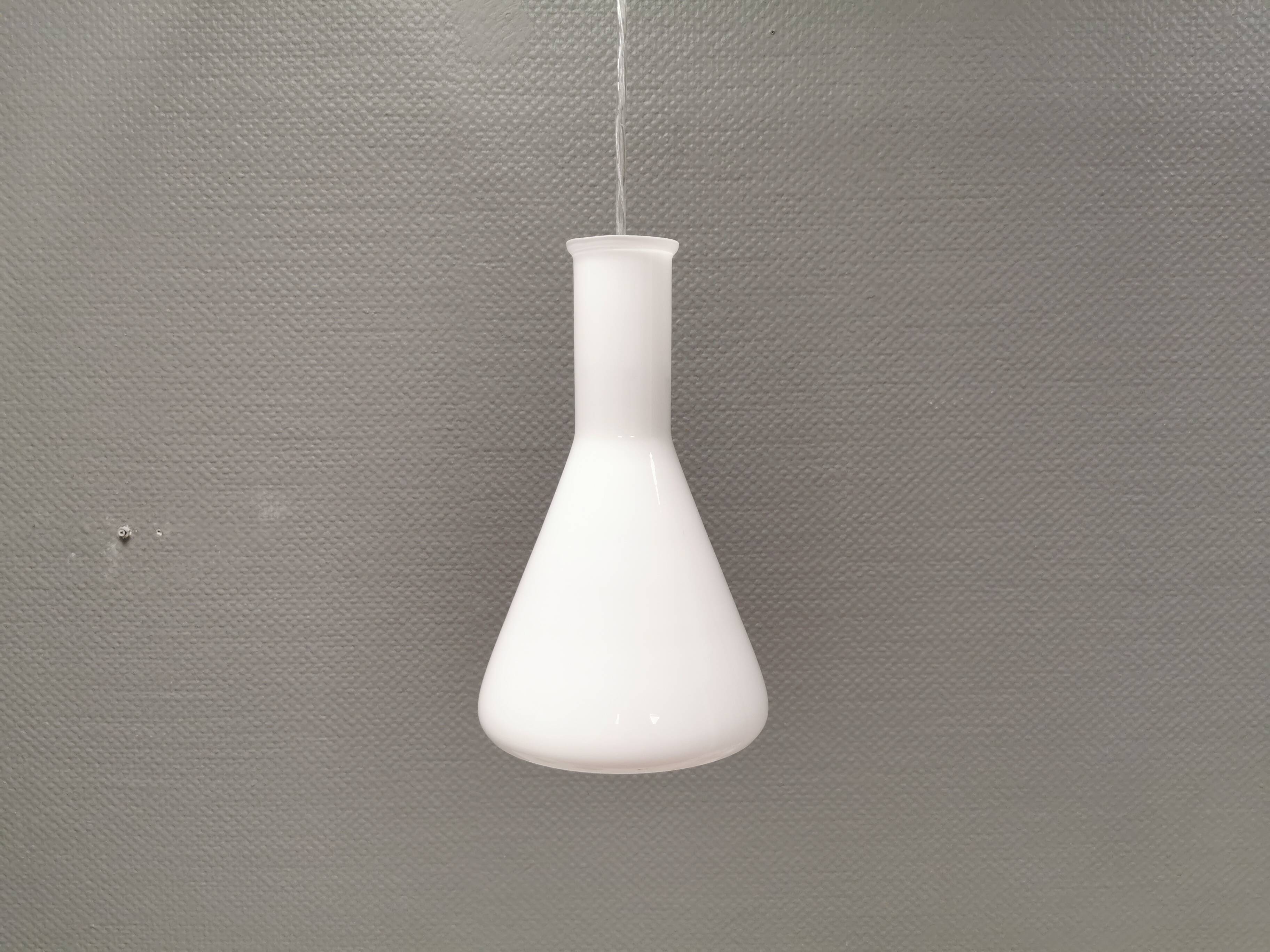 Hanging lamp in milky white glass