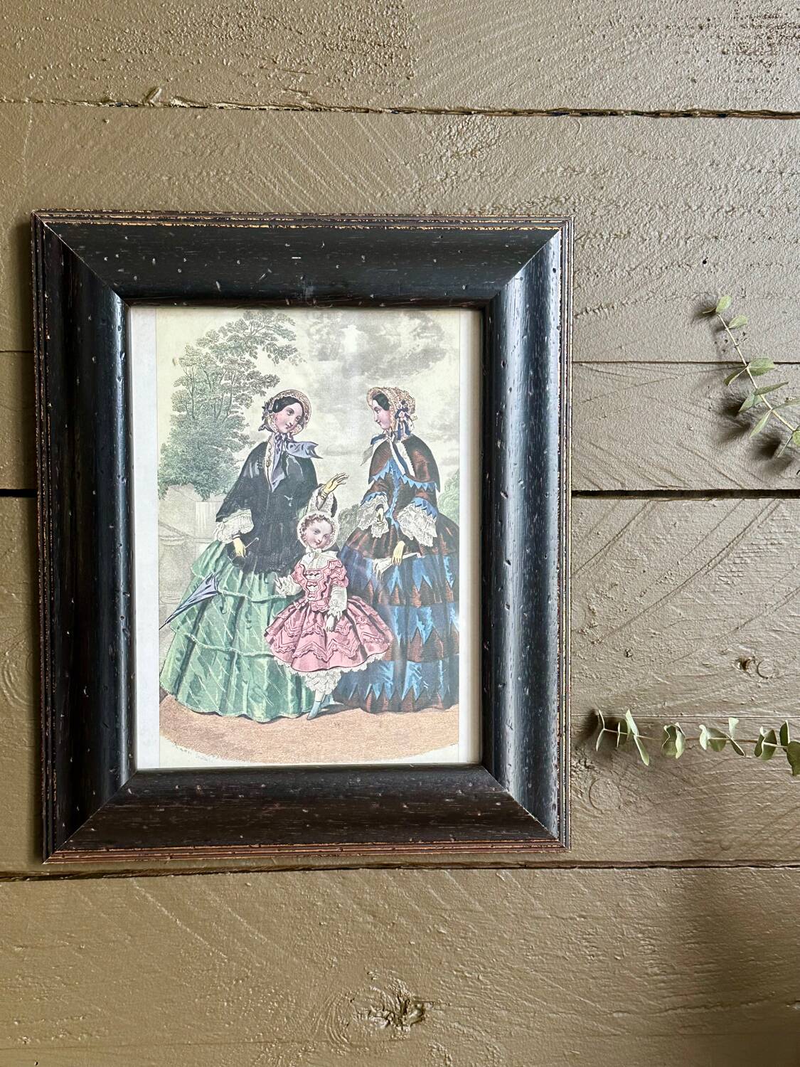 Old illustration in old black and gold frame