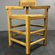 Dutch postmodern brutalist oak corner side chair with rush seat, 1970s