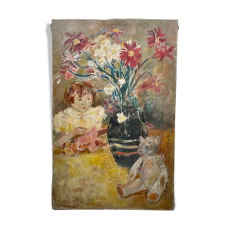 L'enfant et le bouquet de fleurs