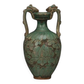 Antique Celadon Porcelain Vase with Floral Design, Ming Dynasty Vintage Vase