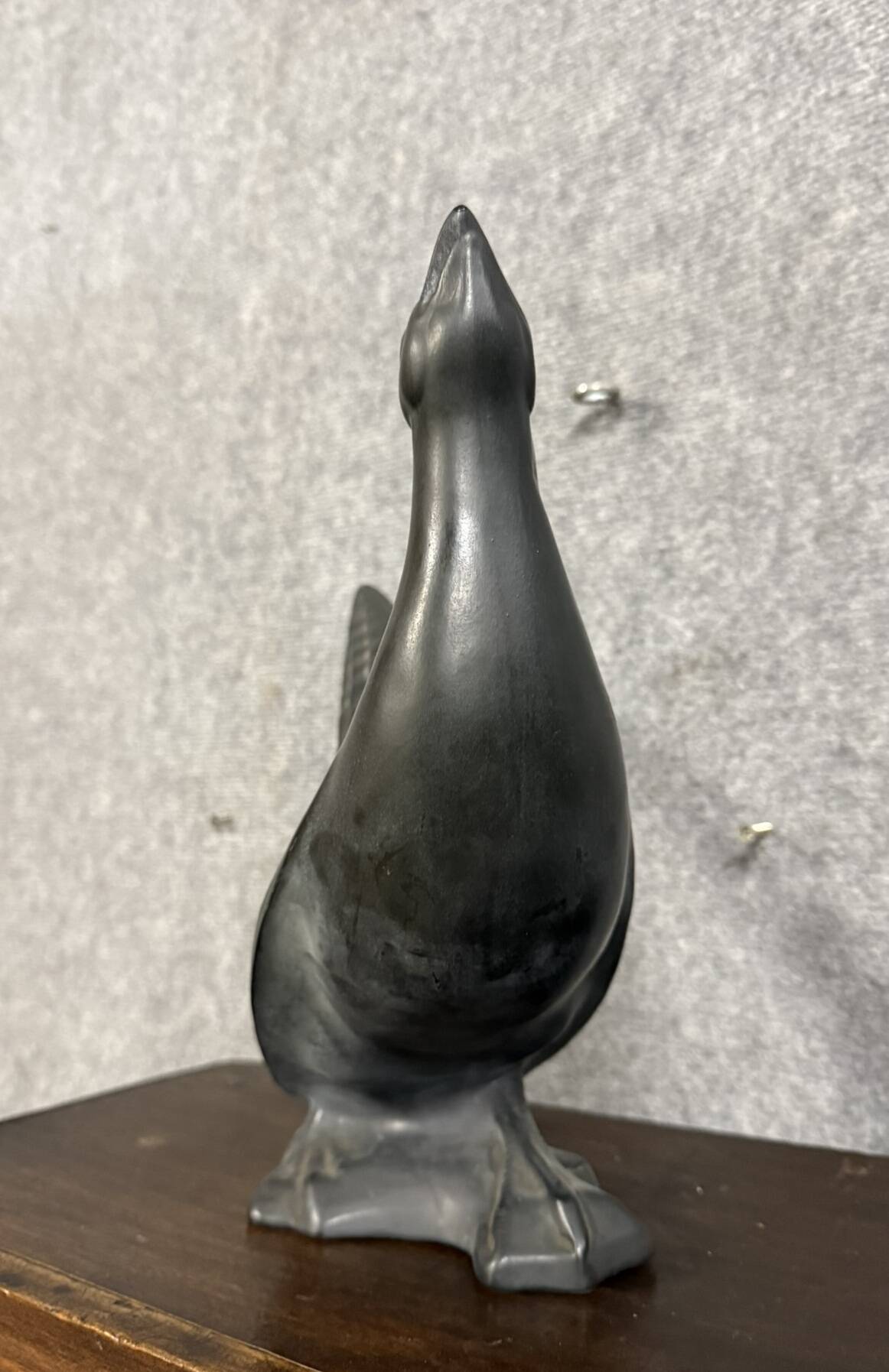 Black lacquered ceramic from the Art Deco period: bird signed Jean