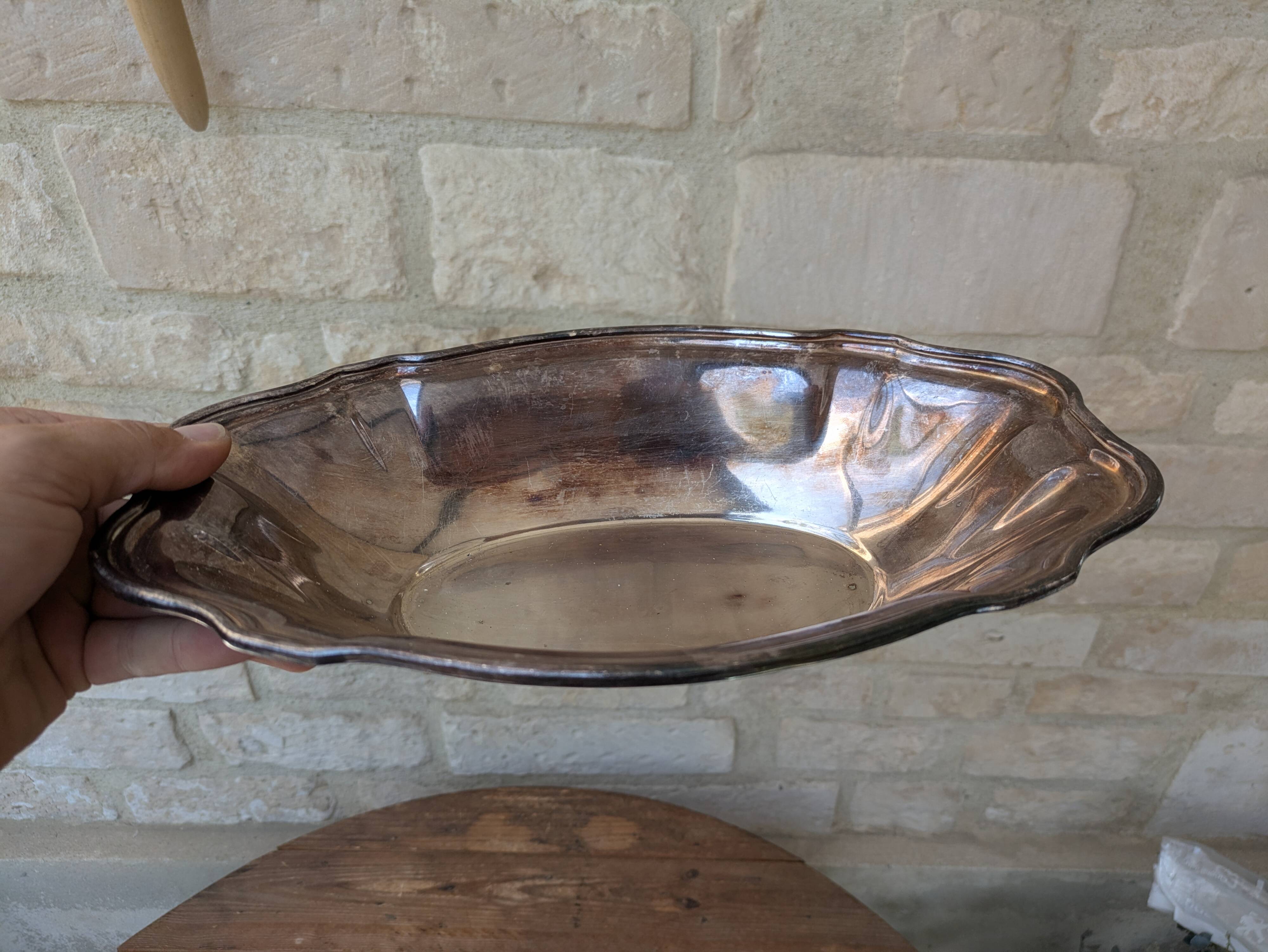 Hollow serving dish / silver-plated basket Ercuis 31x19cm 650g