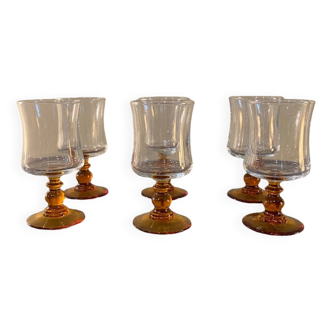 Amber ball footed glass