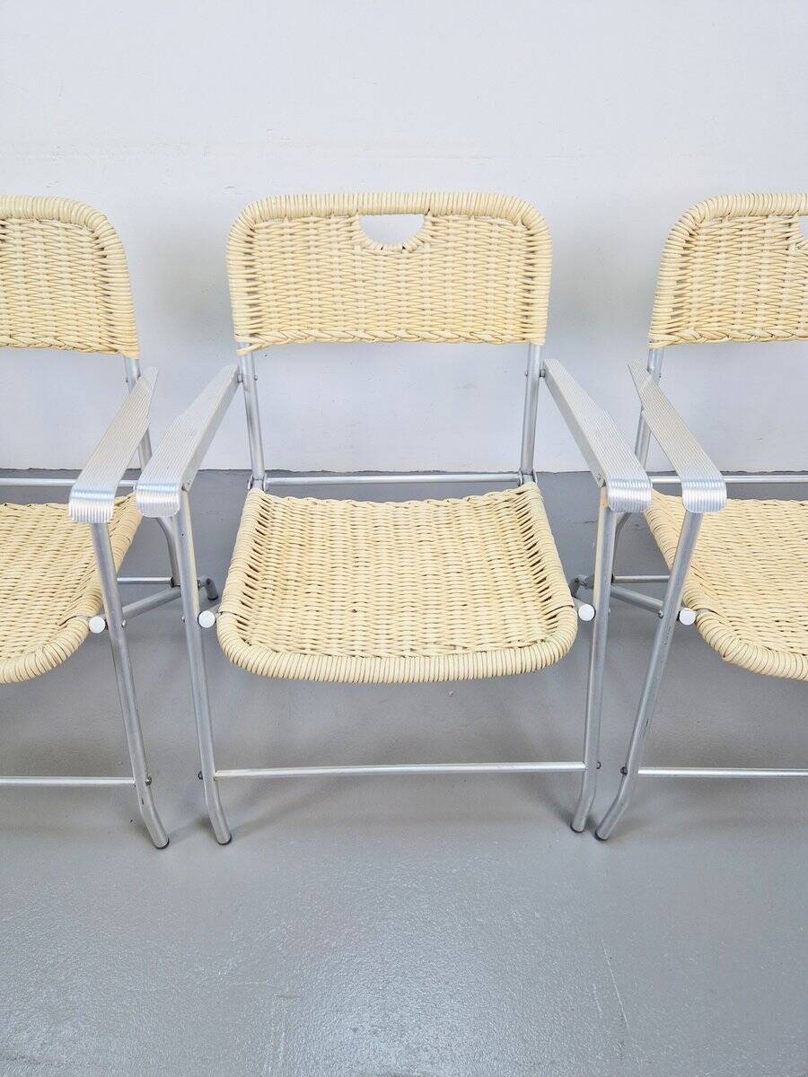 Mid-Century Tossa Wicker Folding Chairs by Hilbrant, Italy, 1960s, Set of 4