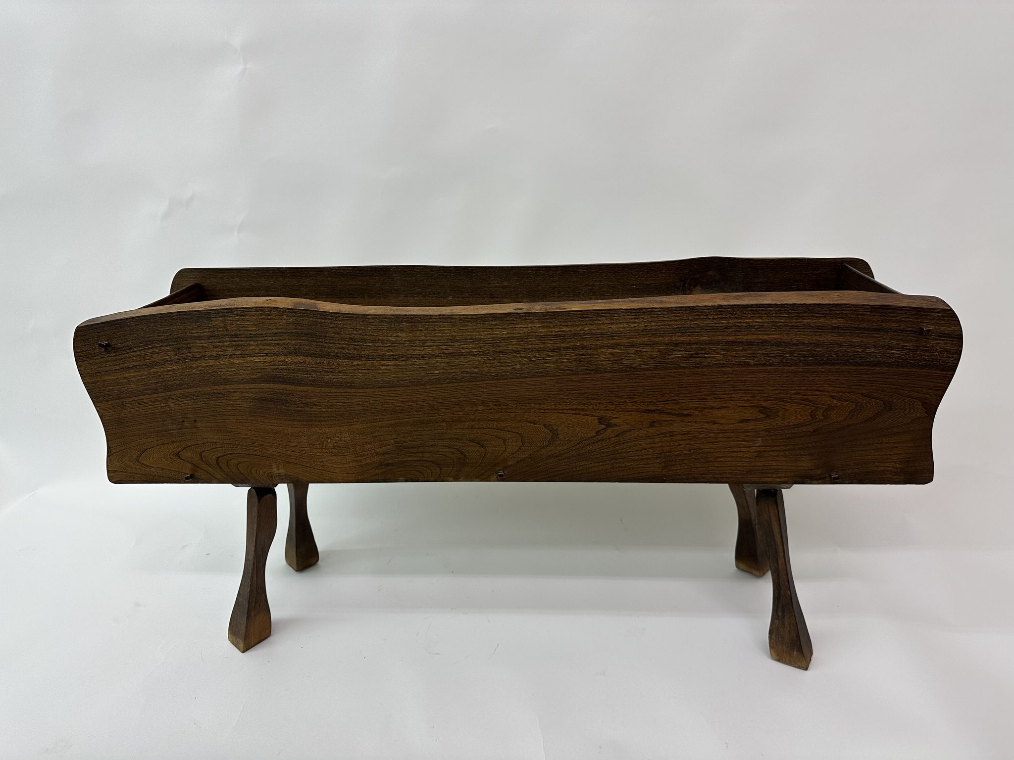 Brutalist solid wooden flower plante, 1970's
