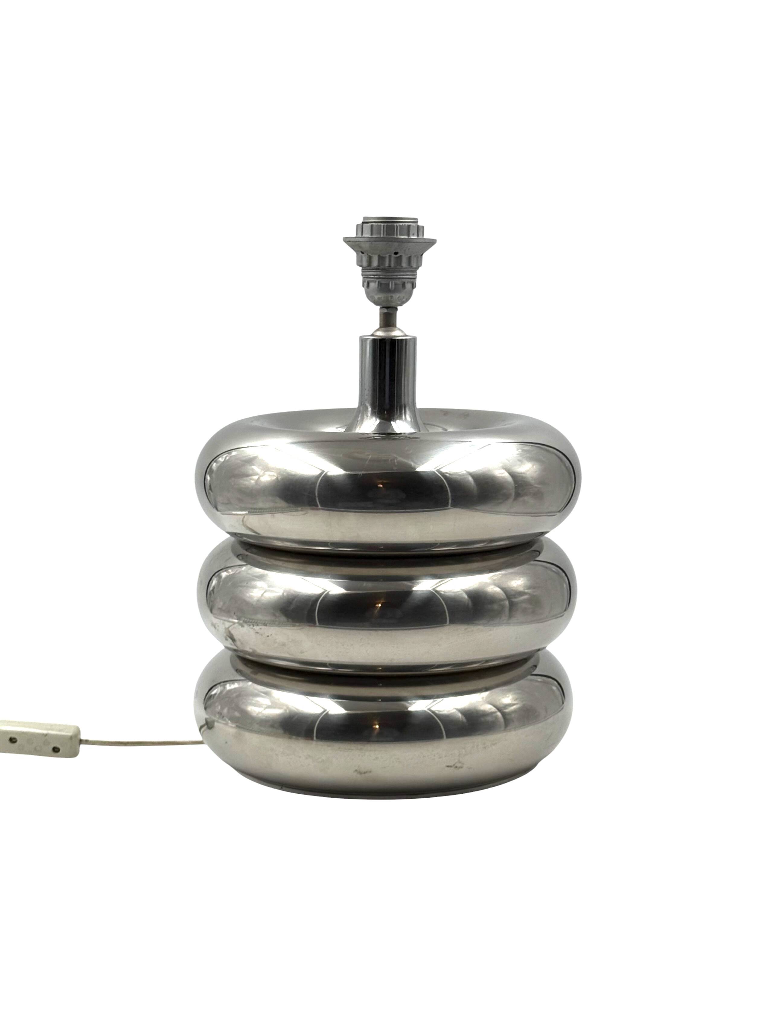 Hollywood regency chromed table lamp base, Luci Milano Italy, 1970s