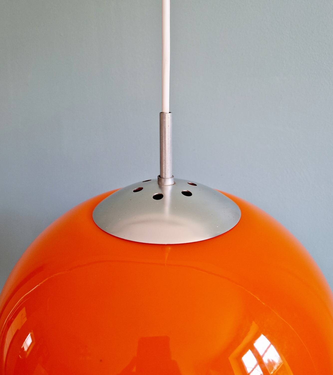 Large Space Age pendant light in orange opaline, 1960s-70s