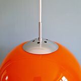 Large Space Age pendant light in orange opaline, 1960s-70s
