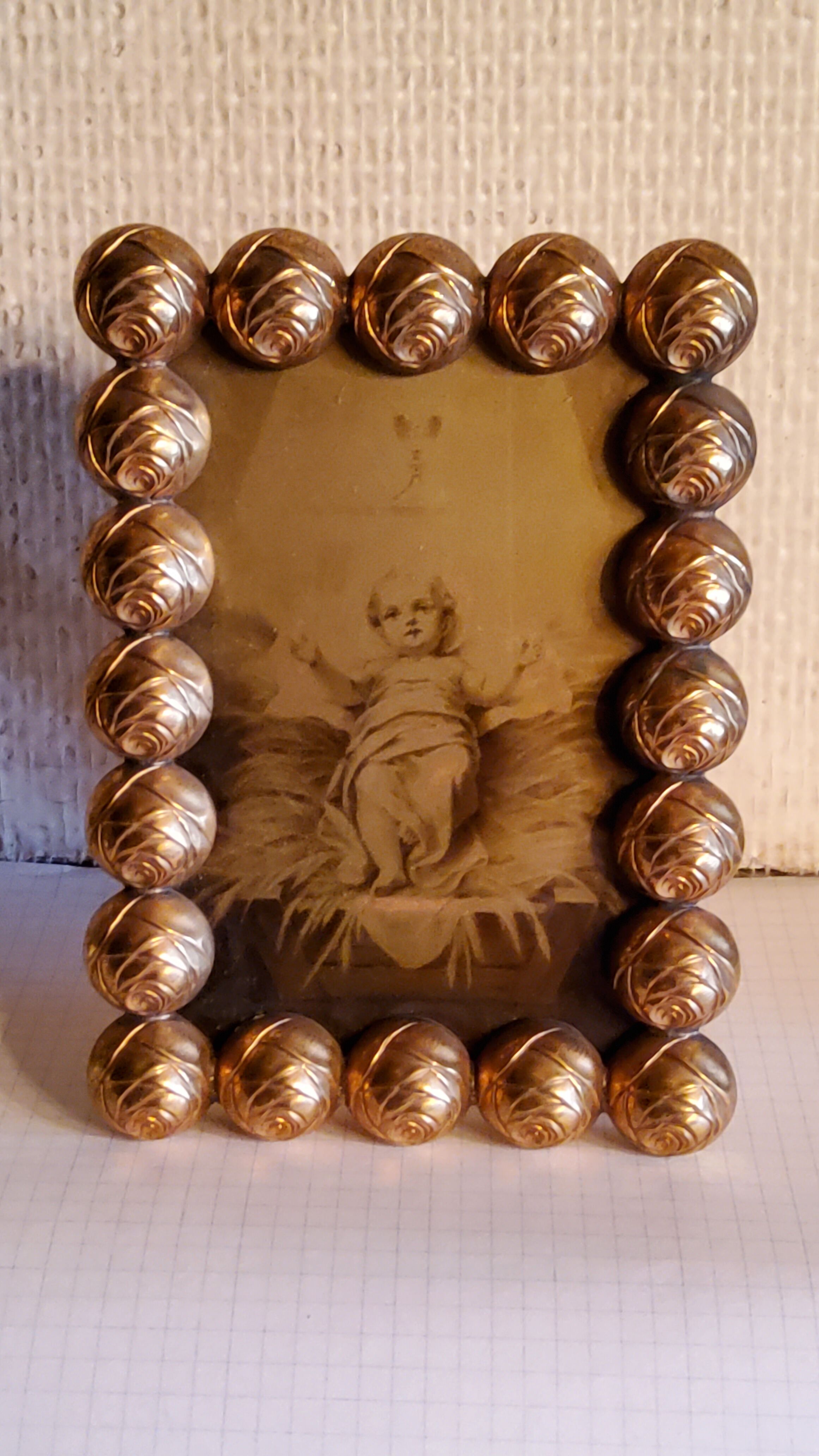 Art deco photo frame in gilded bronze and gilded brass