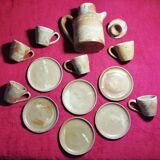 Set of 6 cups and under cups and teapot vered terracotta coffee