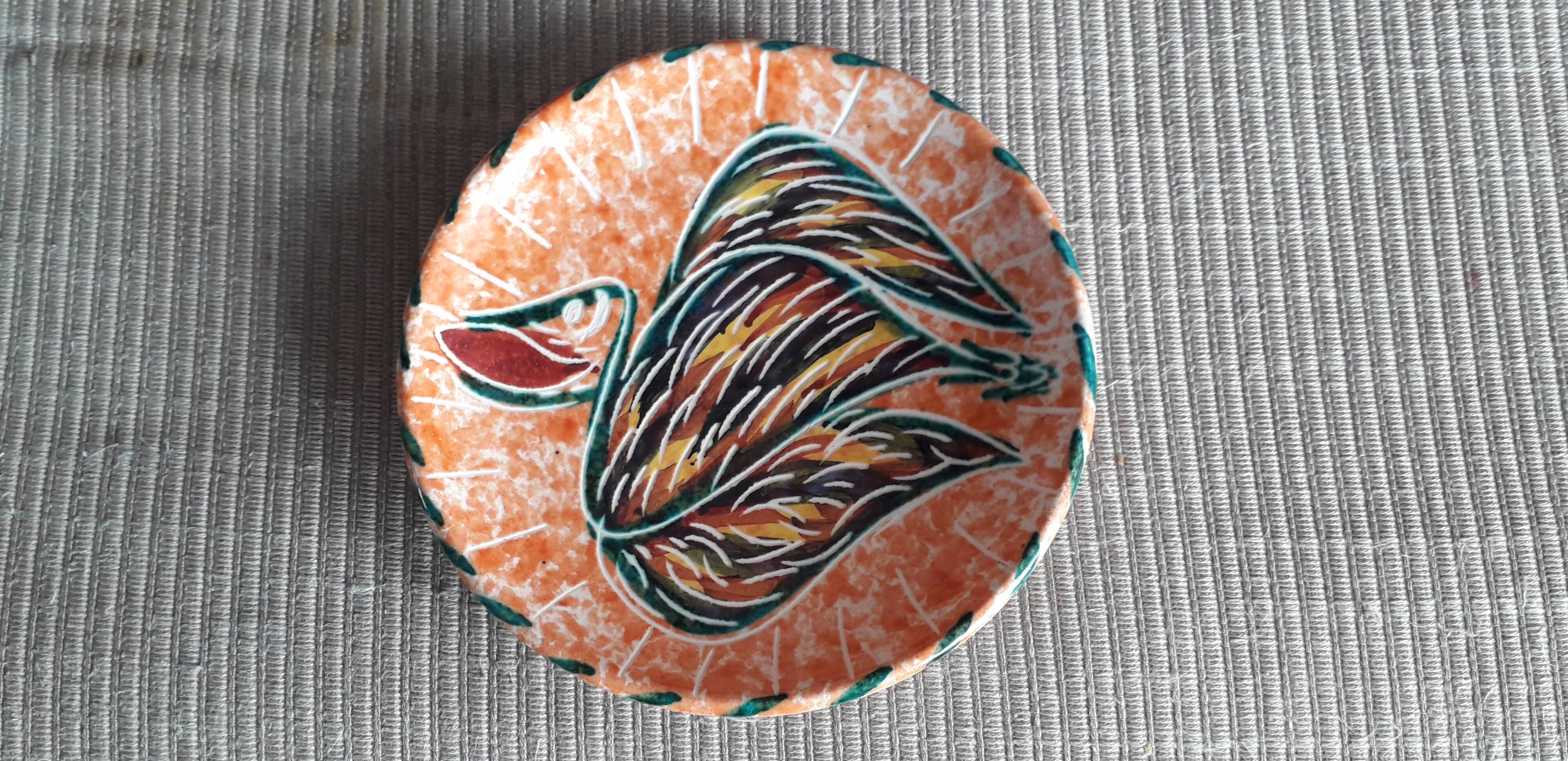 Vintage Vallauris plate with pelican decor