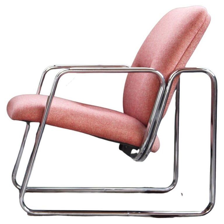 Chrome armchair with Knoll textile, 1980s