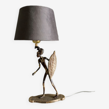 Lampe guerrier africain en bronze.