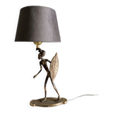 Lampe guerrier africain en bronze.