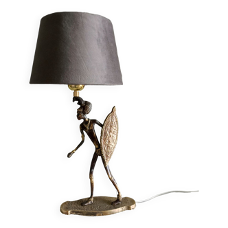 Lampe guerrier africain en bronze.