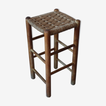 Tabouret de bar en bois et cordage