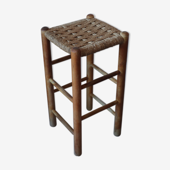 Wooden bar stool and rope