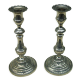 Pair of silver bronze candle holders