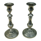 Pair of silver bronze candle holders