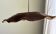 Very large wavy flat leaf suspension in teak with flower stripes D:60