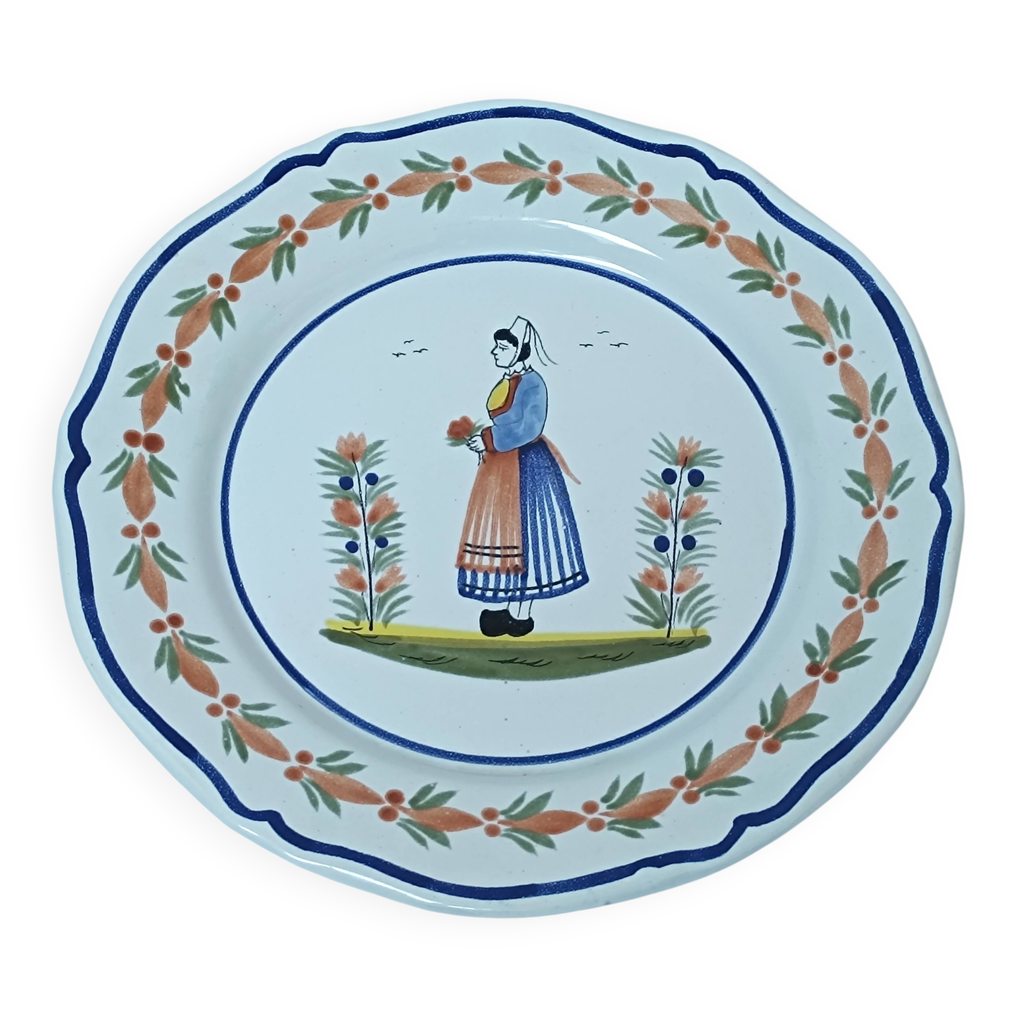 Assiette plate bretonne HB Henriot