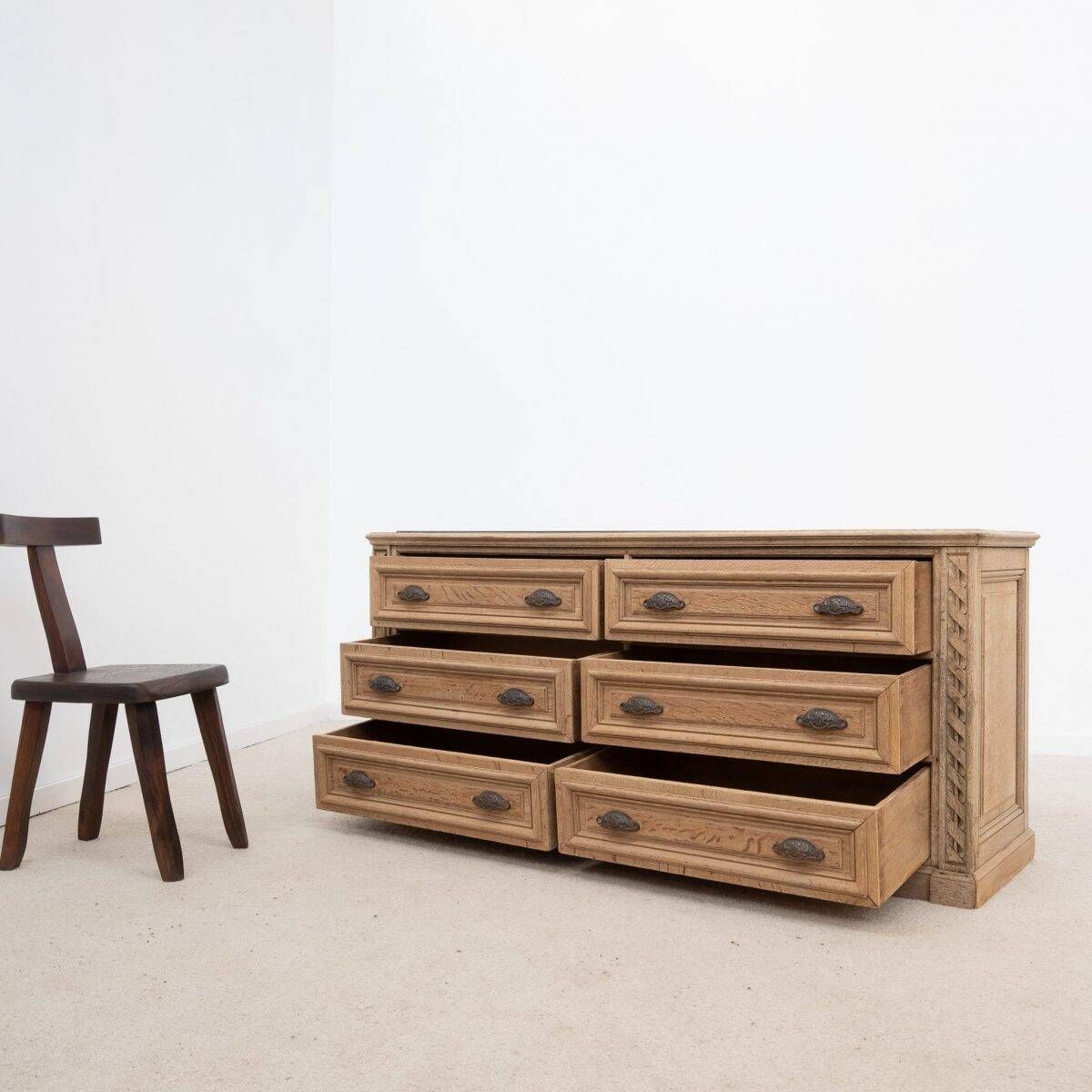 Trade cabinet with drawers in oak and blue stone – early 20th century