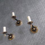 3 brass sconces with lampshade, 50