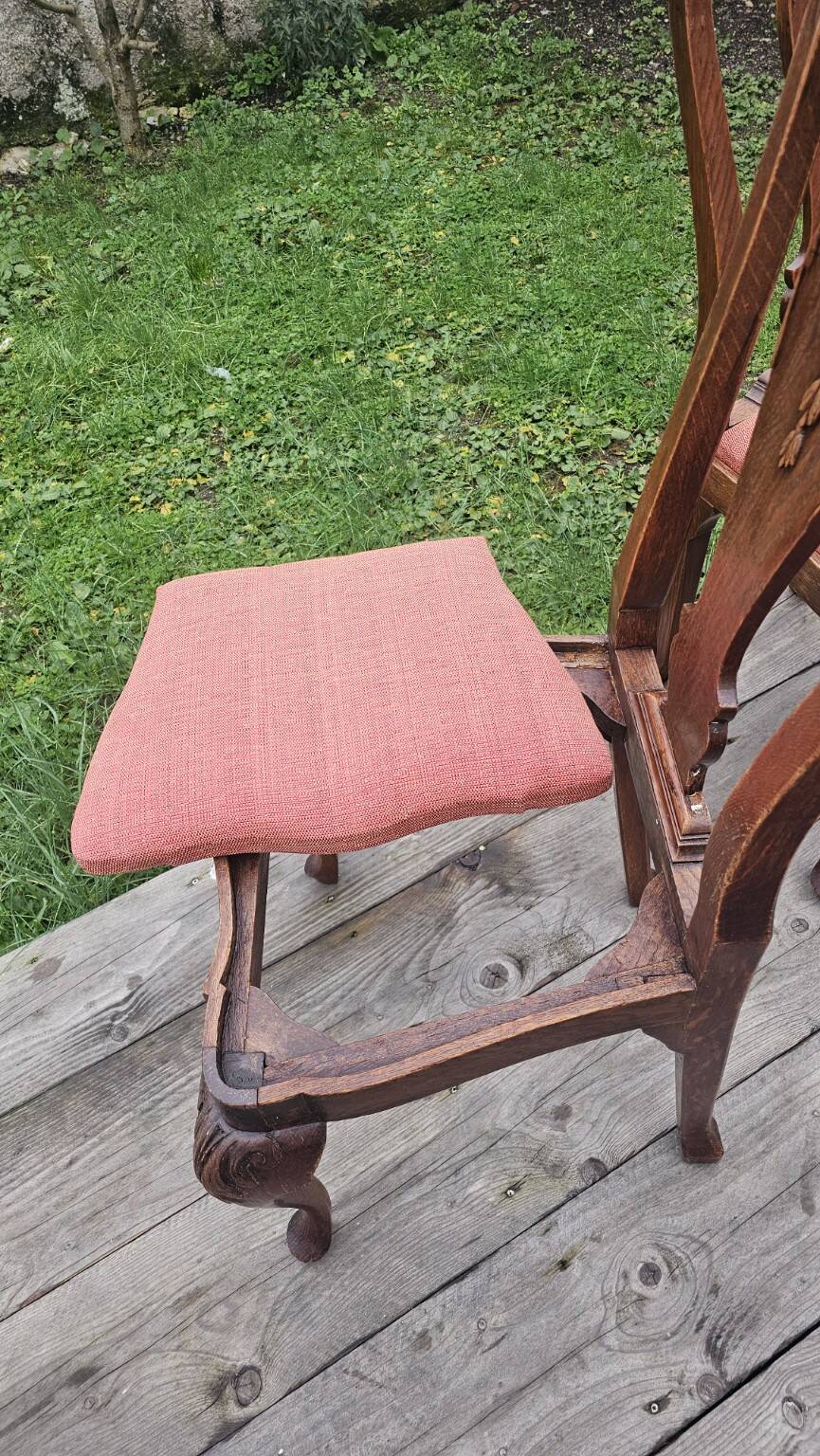 Set of 4 carved wooden chairs from the late 19th century in the Dutch style.