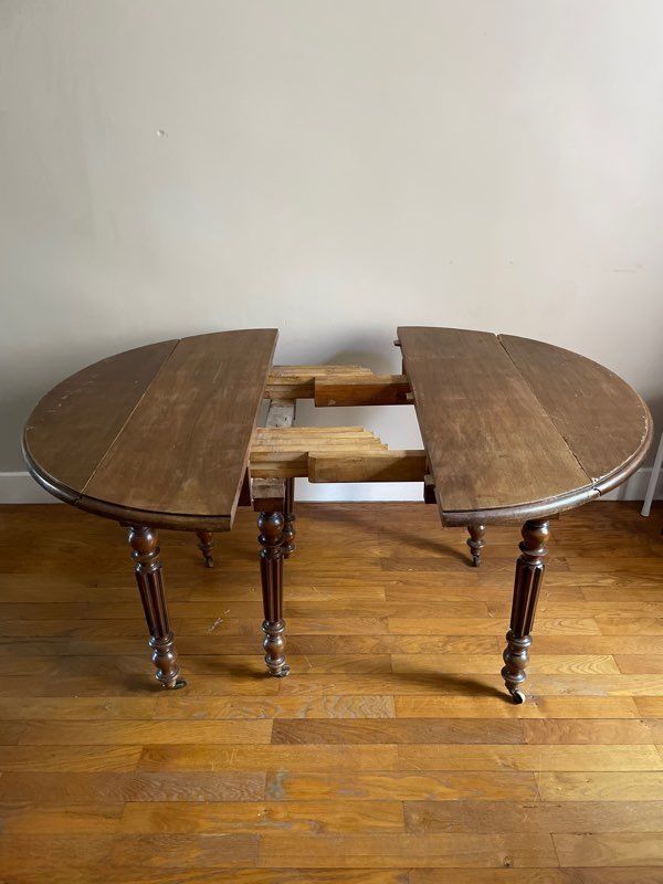 Round walnut table