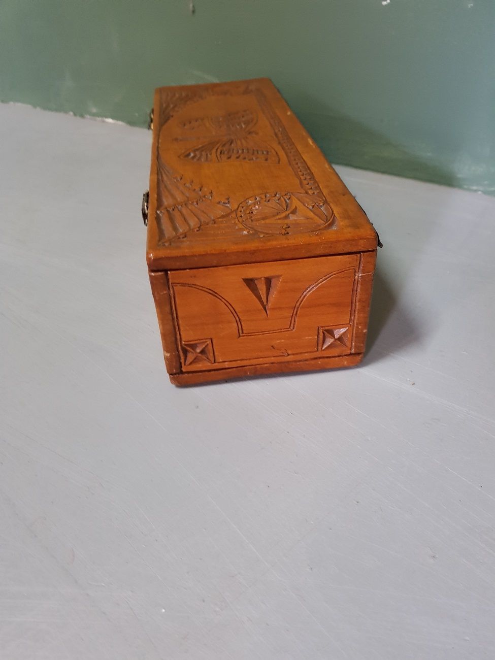 Early 20th Century Dutch Carved Wooden Jewelry Box