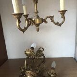 Ensemble de 2 lustres anciens en laiton massif