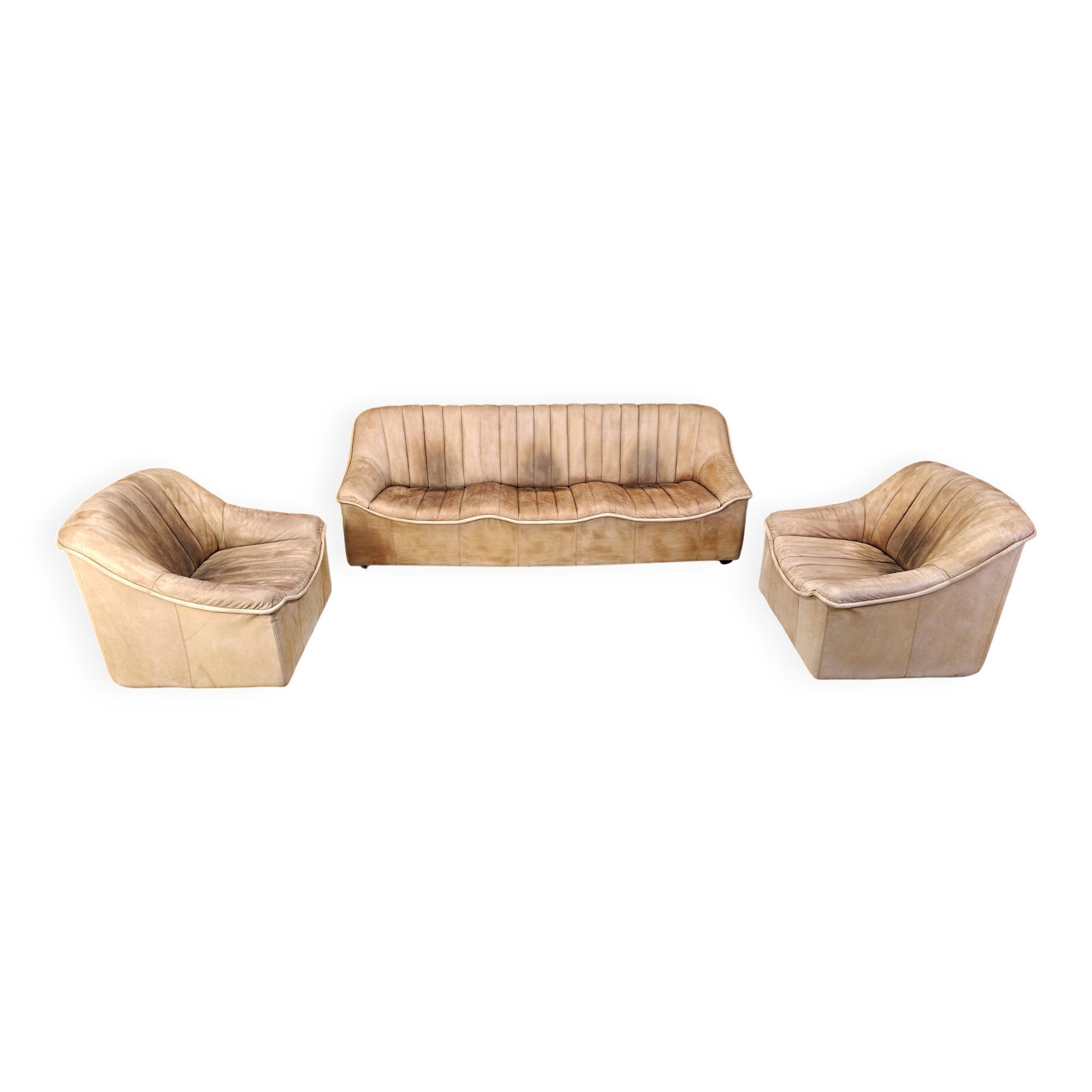 Ensemble de canapés en cuir du milieu du siècle, années 1960