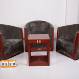 Art Deco Set of 3 Armchairs Frits Schuitema with table 1980s