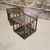 Two rattan and smoked glass tables, 1970