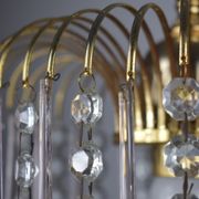 chandelier glass stamps, pink glass drops.