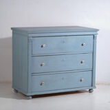 Antique painted pine chest of drawers – European rustic blue chest of drawers – circa 1900